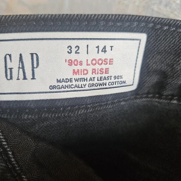Gap Mid Rise '90s Loose Jeans Black 14 TALL - Picture 4 of 7